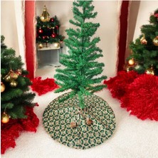 Moda Nur Yılbaşı Çam Ağacı Altı Örtüsü, Çam Ağacı Ayak Halısı Örtüsü, Yeşil Renk, Desenli Delikli Kumaş,65 cm