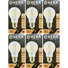 Avarson (6 Adet) Heka 6W (51W) 6500K (Beyaz Işık) E27 Duylu (Kalın Duy) LED Şeffaf Ampul
