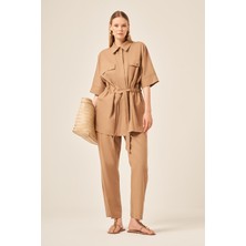 Ftz Women Ftz Kadın Keten Takım  Vizon 31196
