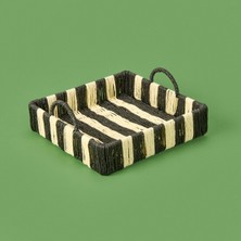 Matmel Deco Acerra Dekoratif Tepsi - Siyah / Krem - 22X22X5 cm