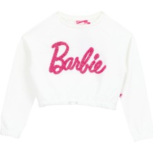 Barbie Baskılı Kız Çocuk Ekru Sweatshırt BRB5WG-SWT6084