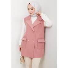 İlkimay.com Kapak Cepli Düğmeli Yelek 1649 - Pembe
