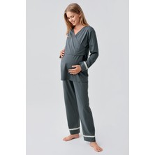 Artış Collection Uzun Kollu Esnek Pamuklu Hamile Pijama Takım 18201