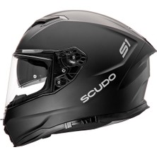 Scudo S1 Full Face Kapalı Güneş Vizörlü Motosiklet Kaskı Ece 22.06 Sertifikalı Mat Siyah