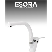 Beyaz Balık Sırtı Mix Lavabo Bataryası Çift Su Grişli Çeşme Banyo Musluğu Çeşmesi 2 Yıl Garantili