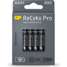 Gp Aaa 800 Mah Şarjlı Ince Kalem Pil 4'lü Paket Recyko