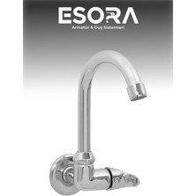 Mix Tekli Duvardan Baston Borulu Mutfak Eviye Musluğu Çeşmesi Bataryası