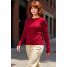 PayBuy Viskon Bisiklet Yaka Esnek Örme Uzun Kollu Kadın Bluz Kaliteli Şık Rahat Modern Zarif Günlük