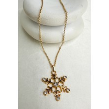 Modex Ince Uzun Zincir Taş Detay Kar Tanesi KOLYE(72CM)