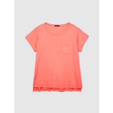 Sisley %100 Pamuk Geniş Bisiklet Yaka Dar Kesim Düz T-Shirt Kadın Düzenlenecek T-Shirt - 324P3I1XL1058