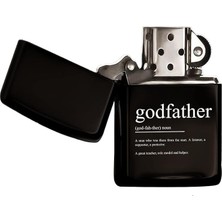 Gift Godfather Tasarımlı Renkli Baskılı Siyah Benzinli Metal Çakmak
