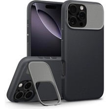 Misda Store Caseology iPhone 16 Pro Max Silikon Magsafe Kılıf Nano Pop Mag Stand'lı Hava Kanalı Teknolojisi™ Askeri Sınıf Koruma Black Sesame Kaymaz Kapak - ACS08057