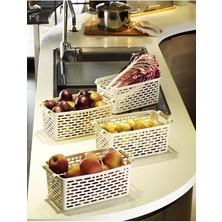 Çok Amaçlı Tutacaklı Organizer Sepet - Dolap Içi & Çekmece Düzenleyici Sepet Beyaz, 24121810018