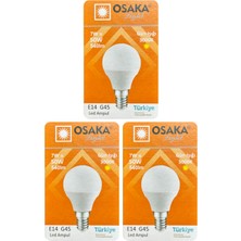 Avarson (3 adet) Osaka 7W (50W) Sarı IŞIK E14 DUYLU (Ince Duy) LED Mini Ampul