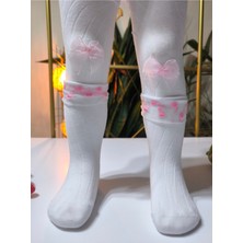 Şimo Butik Kız Bebek Çocuk Külotlu Çorap Pamuklu Fiyonklu Tüllü Fitilli Kokulu Beyaz