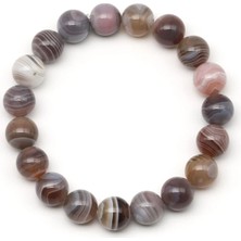 Taşmir Botswana Akik Iyi Kalite Doğal Taş Bileklik 10 mm Küre Kesim