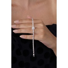 Gümüş Pazarım Su Yolu Süzme Baget Taşlı 925 Ayar Gümüş Bileklik