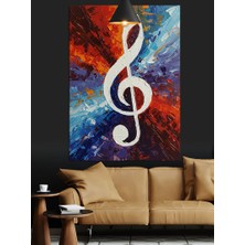 Tablo Mega Müzik Notaları Arasında Soyut Renkli Sol Anahtarı Dekoratif Kanvas - Mdf Ahşap Tablo