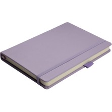 Sert Kapaklı Lastikli Tarihsiz Kalın Yapraklı Noktalı Defter 14X20 cm Pastel Mor