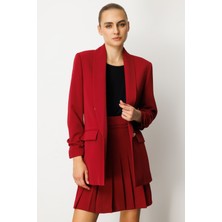 Ekol Kadın Kolu Büzgülü Kapak Cepli Ceket 5001 Bordo
