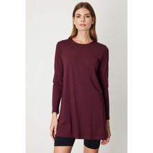 On Kadın Uzun Kollu Basic Tunik 61421 Bordo