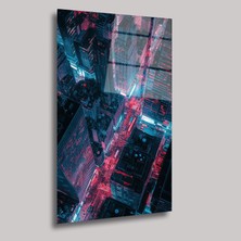 SteelArtDec Neon Gece Şehir Manzarası - Cam Tablo - DEG0019