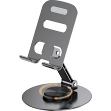 Çok Yönlü 360° Dönebilen Metal Gövdeli Telefon Standı Ayarlanabilir ve Katlanabilir Ev ve Ofis Kullanımı Için Tüm Telefonlarla Uyumlu Tutucu (Masaüstü)