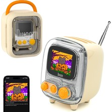 Storemax Tiivoo-2 Fm Radyo Bluetooth Hoparlör Çalar Saatli, Art Retro Mini Küçük Sevimli Kablosuz Hoparlör, Dekor Parti Ofis Ev Masası Yatak Odası Mutfak Dış Mekan Için Uygun, Krem