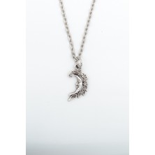 IDR Minimal Ay Dede Gümüş Kaplama Düz Zincir Kolye