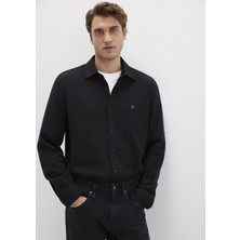 Mavi M Logo Nakışlı Siyah Örme Gömlek 0211789-900