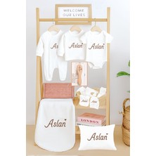 Sitilin Kız Erkek Bebek %100 Pamuk Isime Özel Organik Baskılı Hastane Çıkışı Zıbın Seti STL7111
