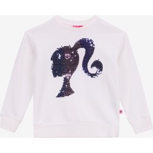 Barbie Baskılı Kız Çocuk Beyaz - Lila Sweatshırt BRB5WG-SWT6624