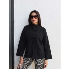 Esra Helvacı Dik Yaka Cepli Triko Hırka