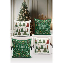 Bertille Home Yılbaşı Serisi Çift Tarafı Dijital Baskılı  4'lü Kırlent Kılıfı Seti (Christmas Noel Cushion Cover)