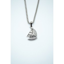 IDR Yelkenli Gümüş Kaplama Örme Zincir Kolye