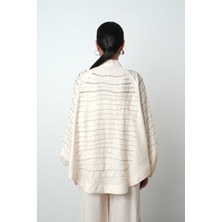 Orfeonegro Kadın Arkası ve Kolları Yatay Taş Işlemeli Oversize Kesim Kimono
