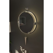 Wallover Design Lustra Mat Gümüş - Büyük Boy - Kablosuz Ledli Dekoratif Ayna – Modern Dekoratif Ayna