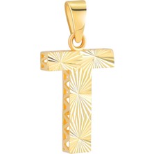 Seval Kuyumculuk 14 Ayar Altın T Harfi Kalemli Kolye Ucu