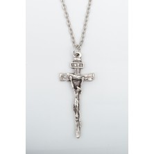 IDR Hz. İsa Haç Gümüş Kaplama Düz Zincir Kolye