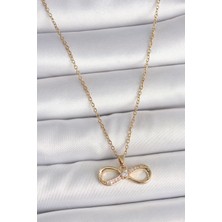 MCM Group 316L Çelik Gold Renk Zincir Zirkon Taşlı Sonsuzluk Model Kadın Kolye - Lisinya