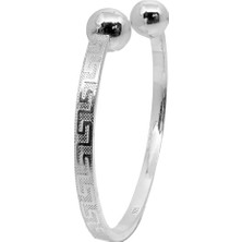 Oya Silver Çift Toplu Ayarlanabilir Gümüş Grek Desen Bilezik