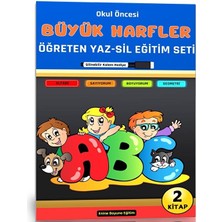Enine Boyuna Eğitim Okul Öncesi Büyük Harfleri Öğreten Yaz-Sil Eğitim Seti (2 Kitap)