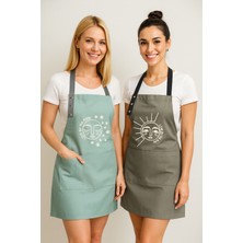 Hulganz Kumaş Mutfak Önlüğü Seti 2'li Leke Tutmaz Su Itici %65 Pamuk %35 Polyester Sun & Moon Ay-Güneş Önlük