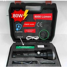 Gold Silver Goldsılver GS-14500 80 Watt 8000 Lümen 25600 Ma Pil Şarjlı El Feneri