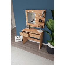 Tokyo Kulis Işıklı Aynalı Tabureli Çekmeceli Makyaj Masası