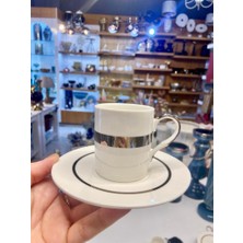 Acar Beyaz Gümüş 6 Kişilik Türk Kahvesi Fincanı