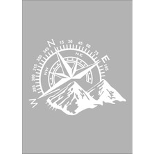Sticker Dizayn Pusula ve Dağ Sticker, Off Road Kamp Adventure Kamp Sticker, Araba Oto Karavan Pickup Sticker 02522
