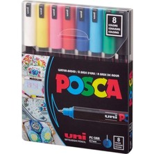 Uniball Posca 07 Su Bazlı Poster Markörü Ana Renk 8'li (Uni-Pc-1mr) / 8c Set