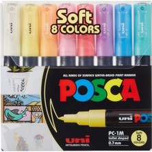 Uniball Posca 0.7 Su Bazlı Poster Markör Soft Renk 8'li (Uni-Pc-1m) / 8c Sc Set