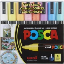 Uniball Posca (1.8-2.5) Su Bazlı Boyama Markörü Soft Renk 8'li Set ( N ) (Uni-Pc-5m)/ 8c Sc Set